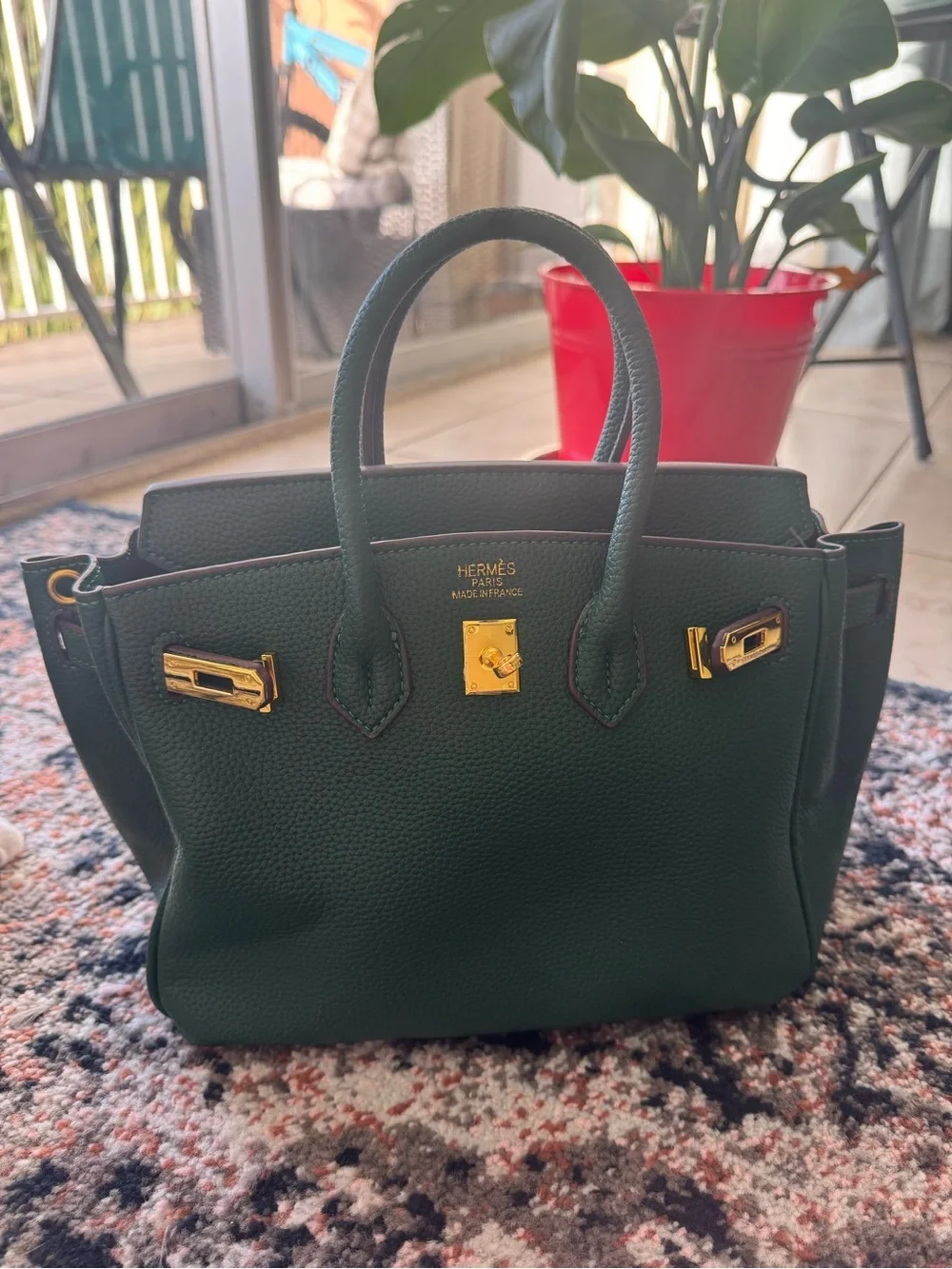 & Other Stories Dark Green Leather Top-Handle Satchel with Gold Hardware New 🆕
